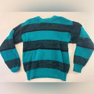Vintage High Sierra Teal and Black Striped Sweater unisex medium